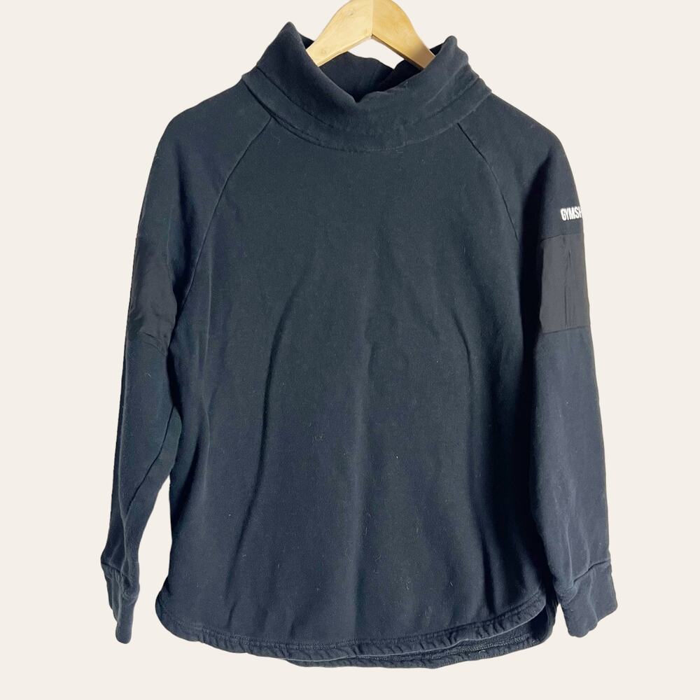 Gymshark Black Slouch Cowl Neck Sweatshirt Pullover Hoodie Size M